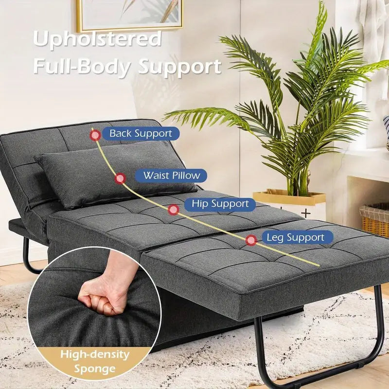 4-in-1 Convertible Sofa Bed & Folding Ottoman Sleeper