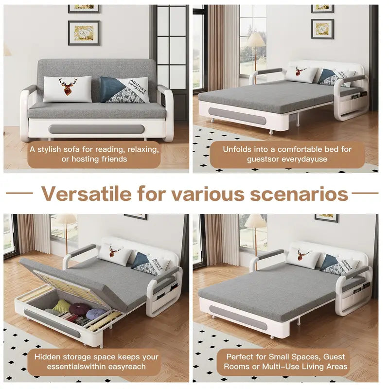 Folding Sofa Bed with Storage Box & Latex Support