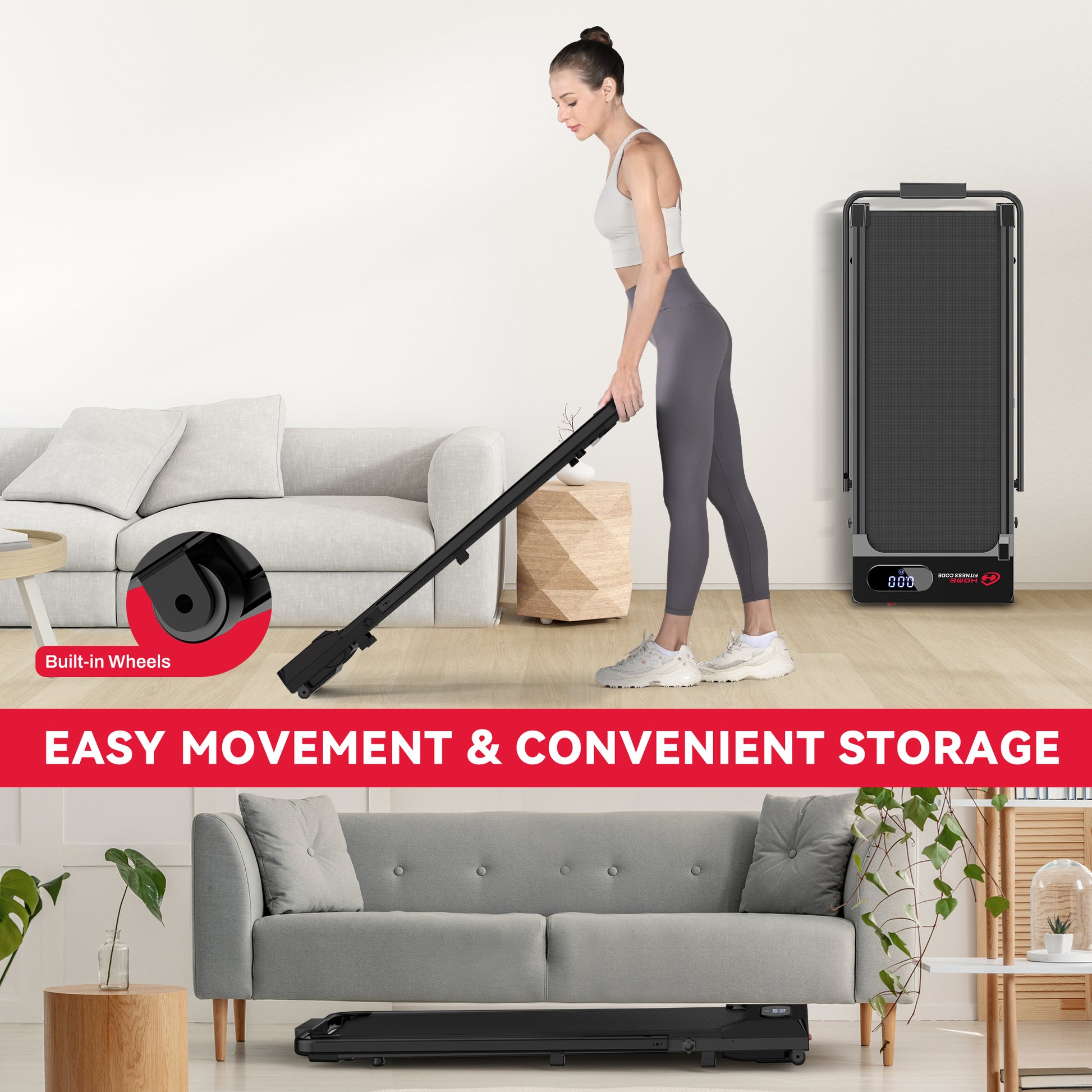 Under Desk Treadmill: Bigzzia 3-in-1, 2.5HP, LED Display