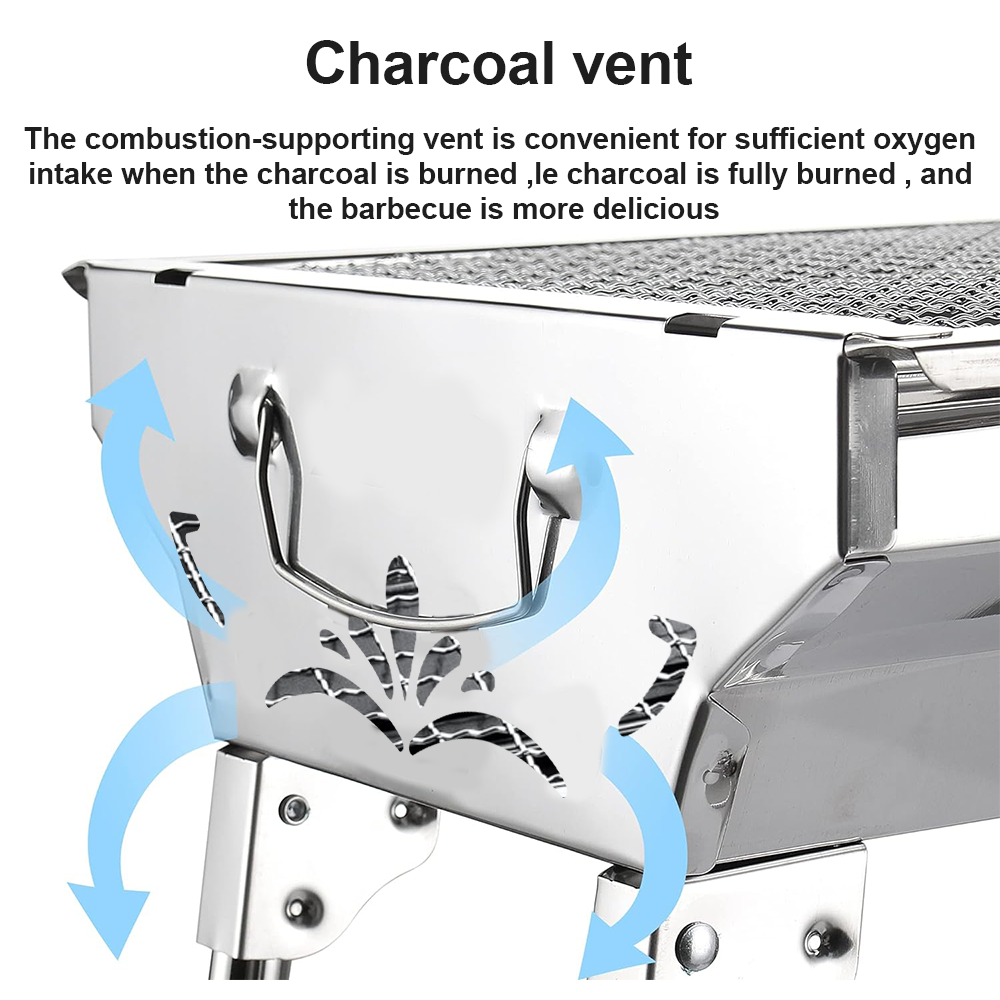 Portable Charcoal Grill Stainless Steel BBQ for Camping