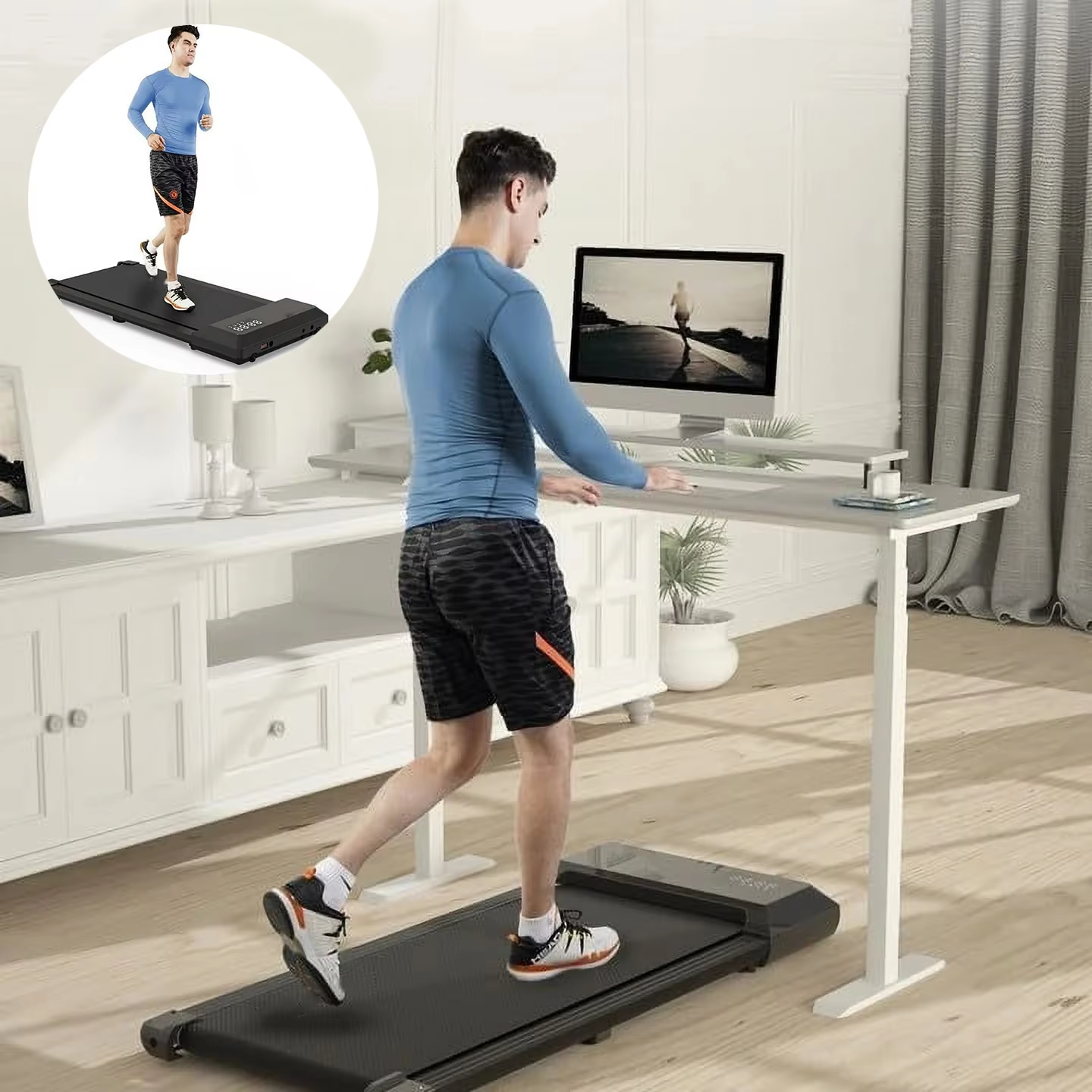 2in1 Walking Pad: Quiet, Portable Treadmill for Home & Office
