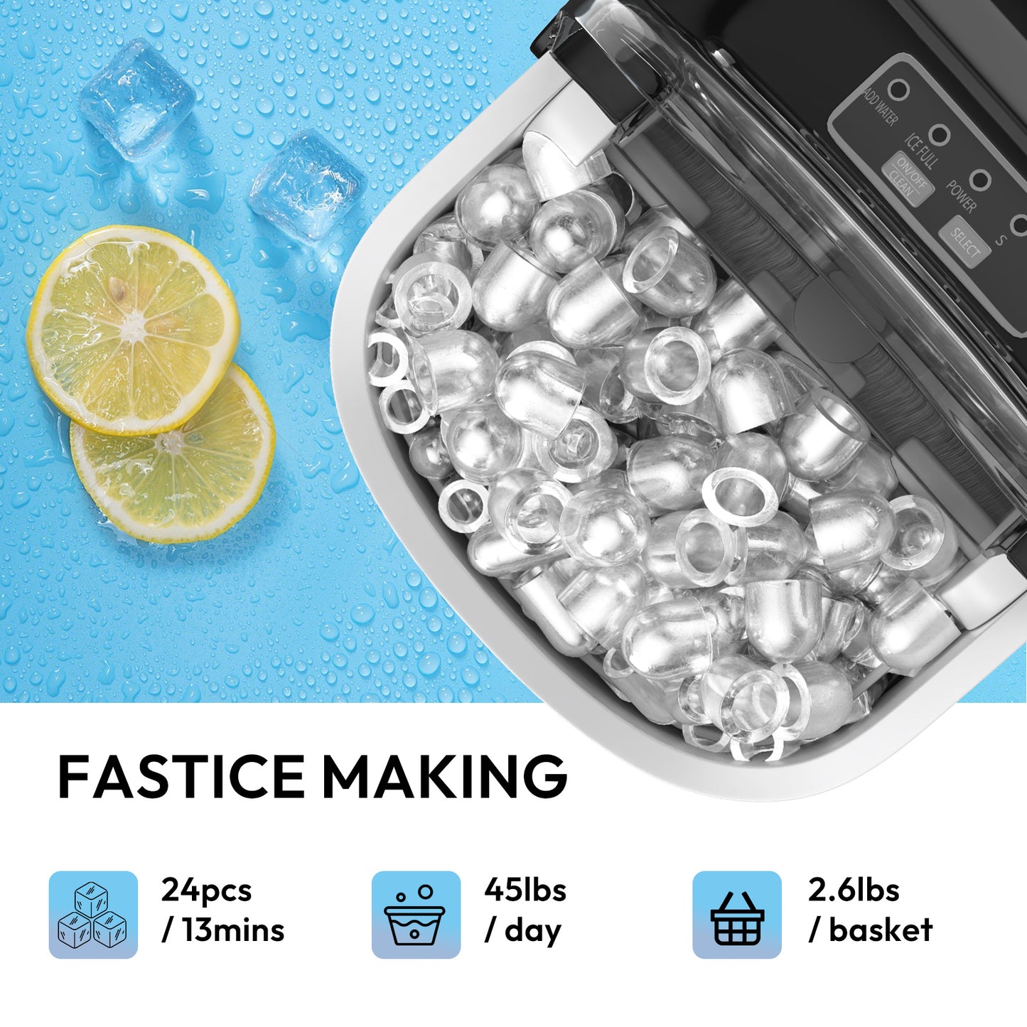 Mini Automatic Ice Maker - 12kg/Day, Dual Ice Sizes