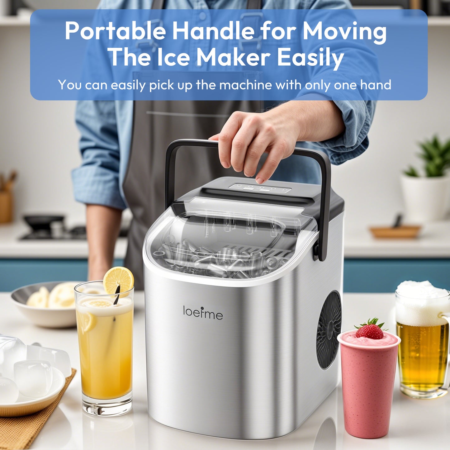 Mini Automatic Ice Maker - 12kg/Day, Dual Ice Sizes