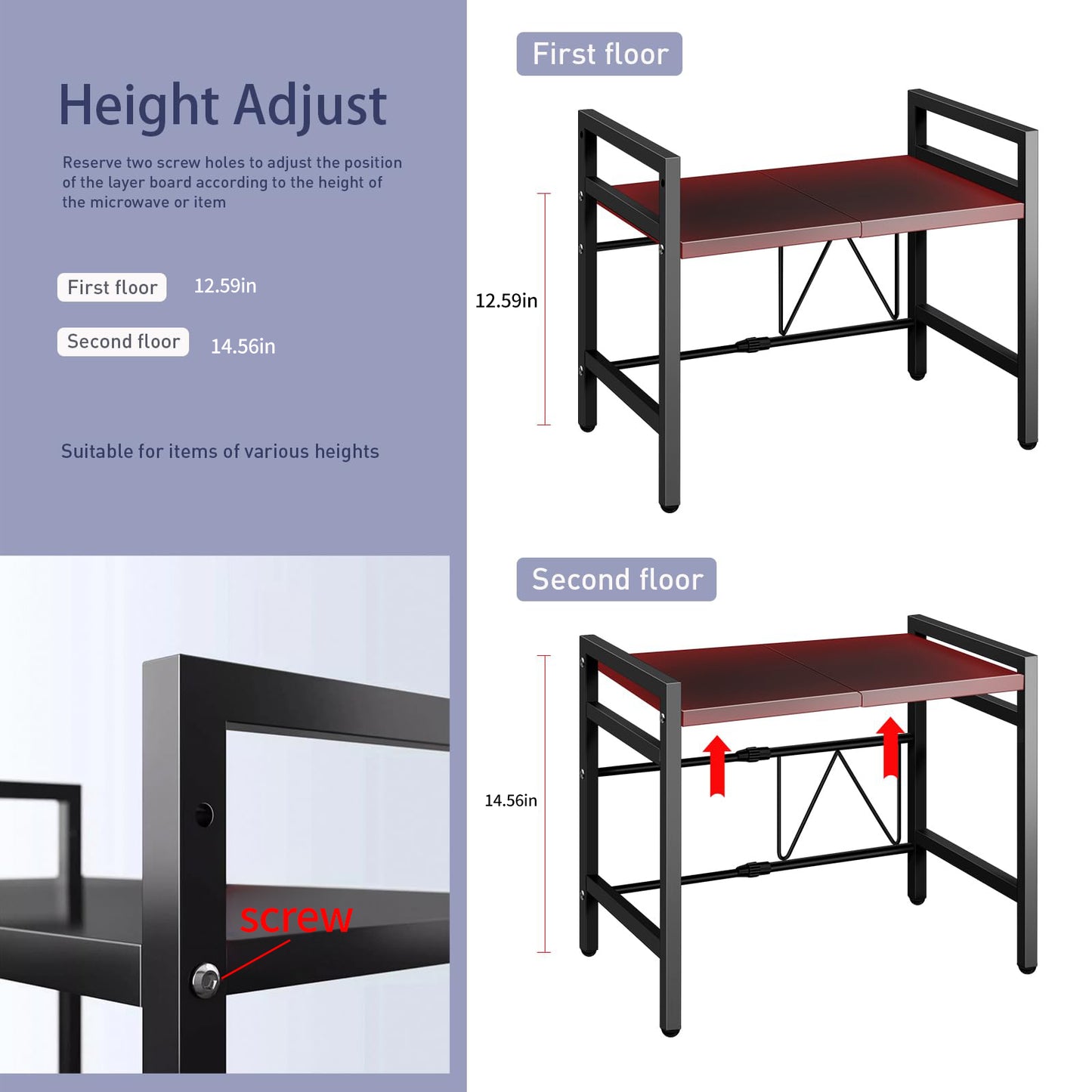 Adjustable Microwave Shelf Organizer - Space-Saving Design