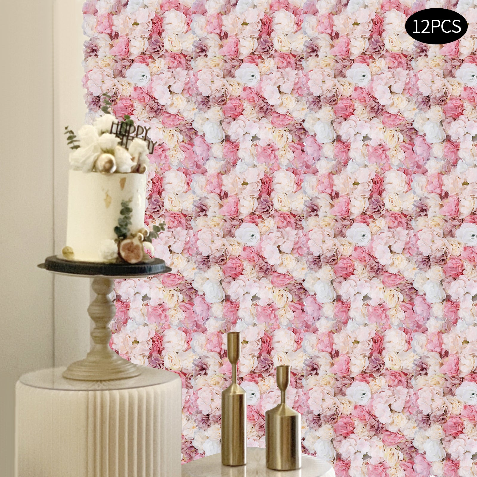 Simulated Pink Flower Wall - Perfect for Weddings & Parties