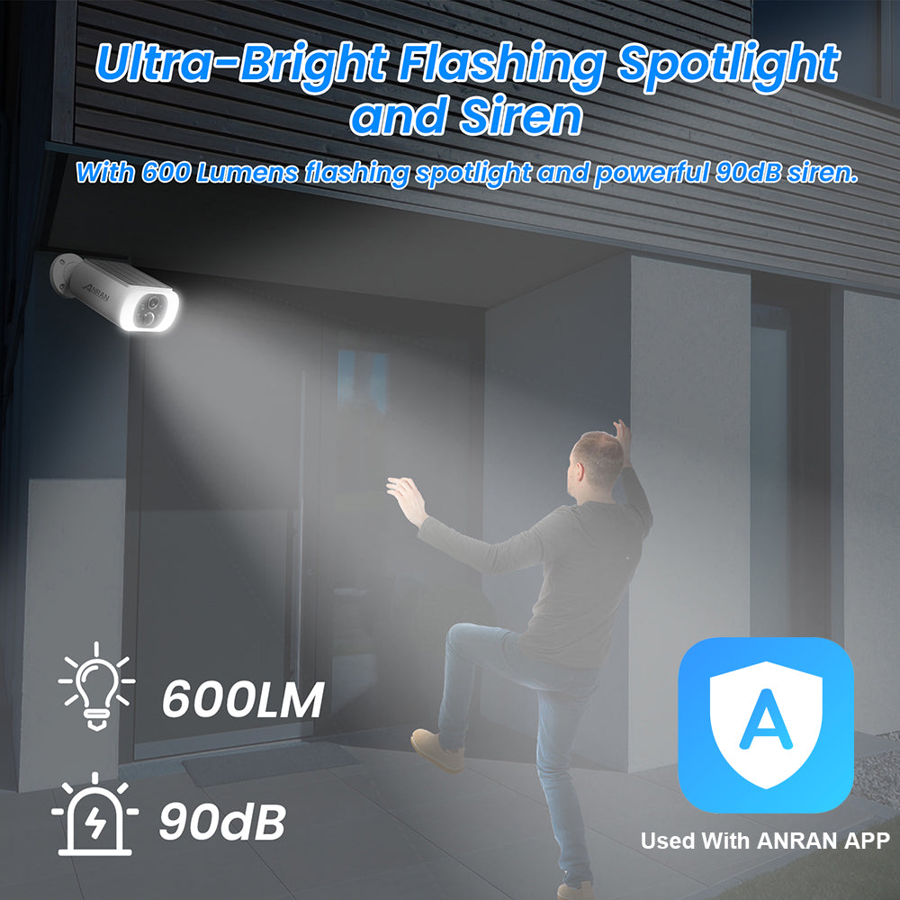 Wireless Solar Security Camera 2K HD with Floodlight & Alarm
