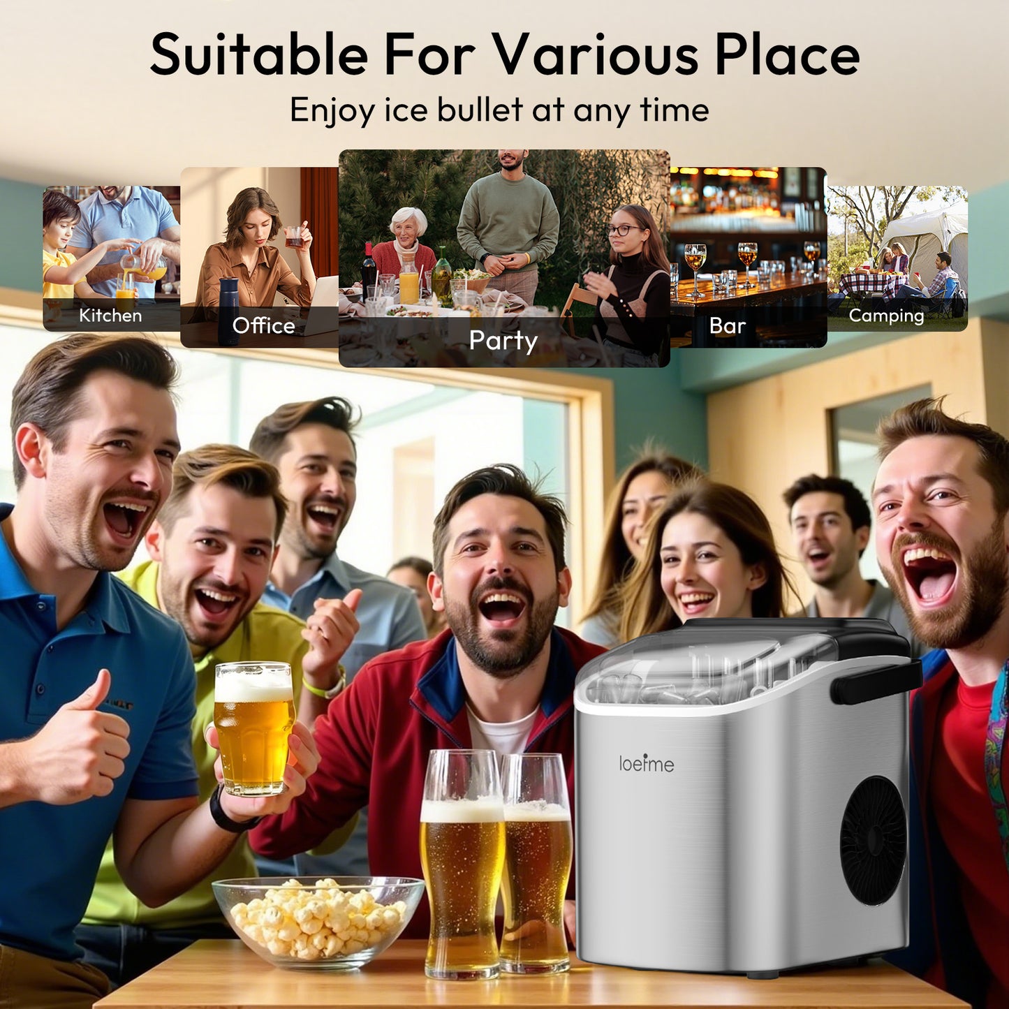 Mini Automatic Ice Maker - 12kg/Day, Dual Ice Sizes