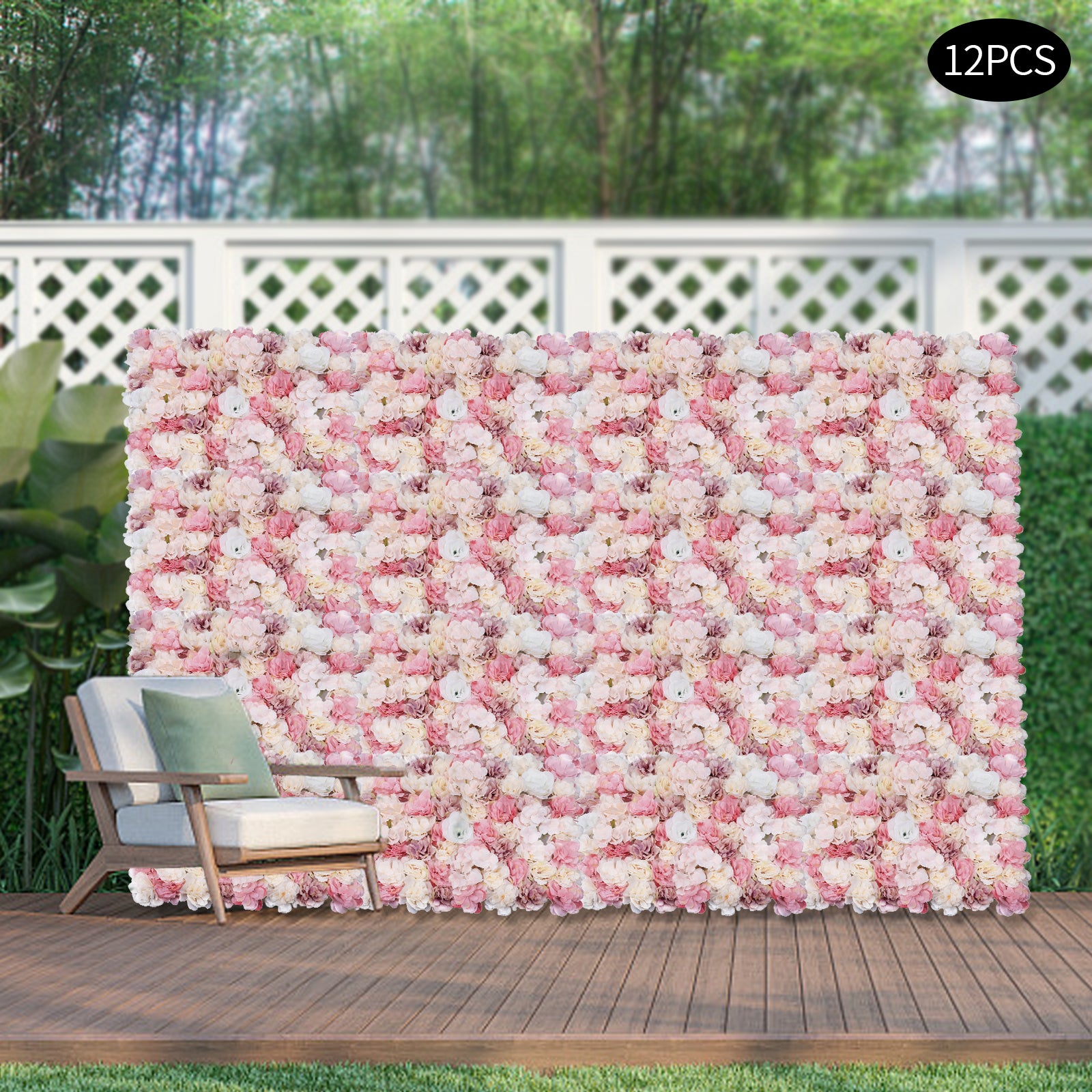 Simulated Pink Flower Wall - Perfect for Weddings & Parties