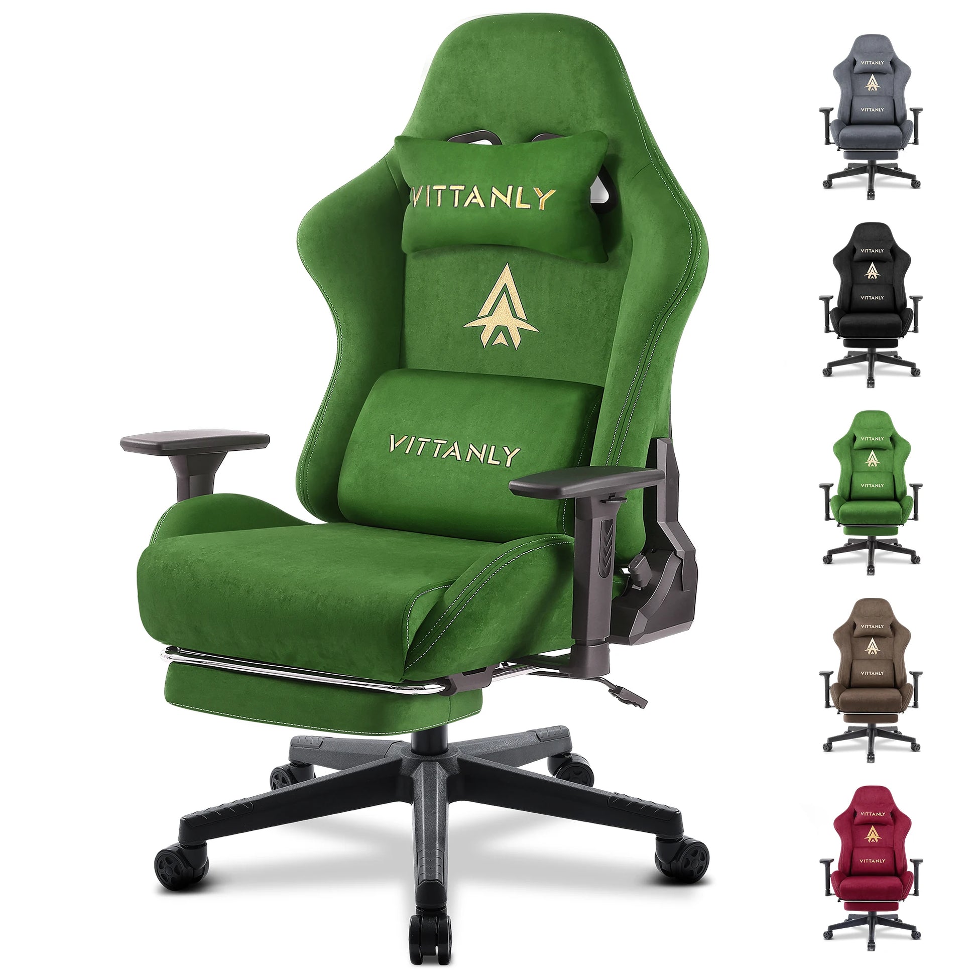Gaming Chair Ergonomic Suede with Footrest & Lumbar Support