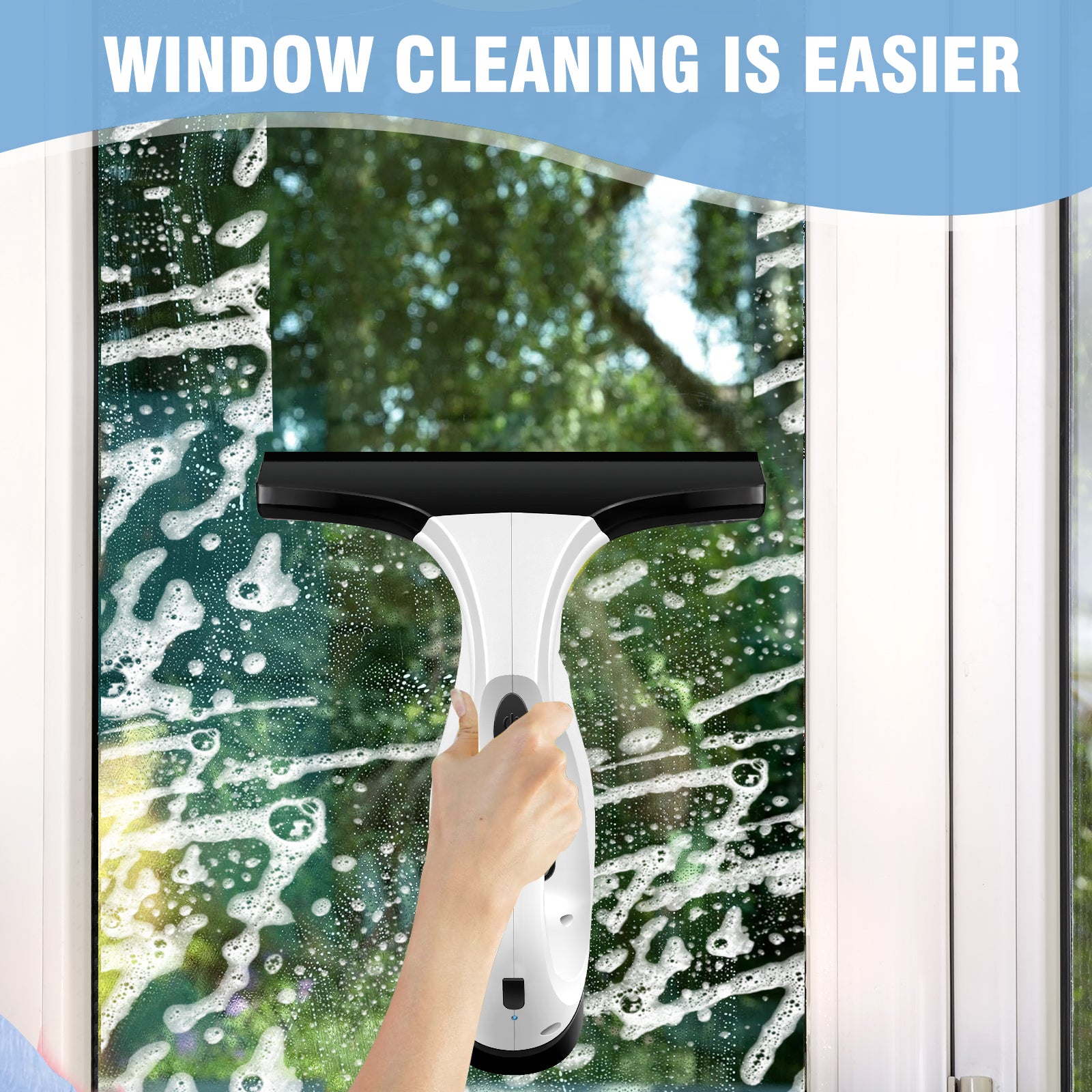 Compact Cordless Window Vac - 28cm Squeegee, 200ml Spray Bottle