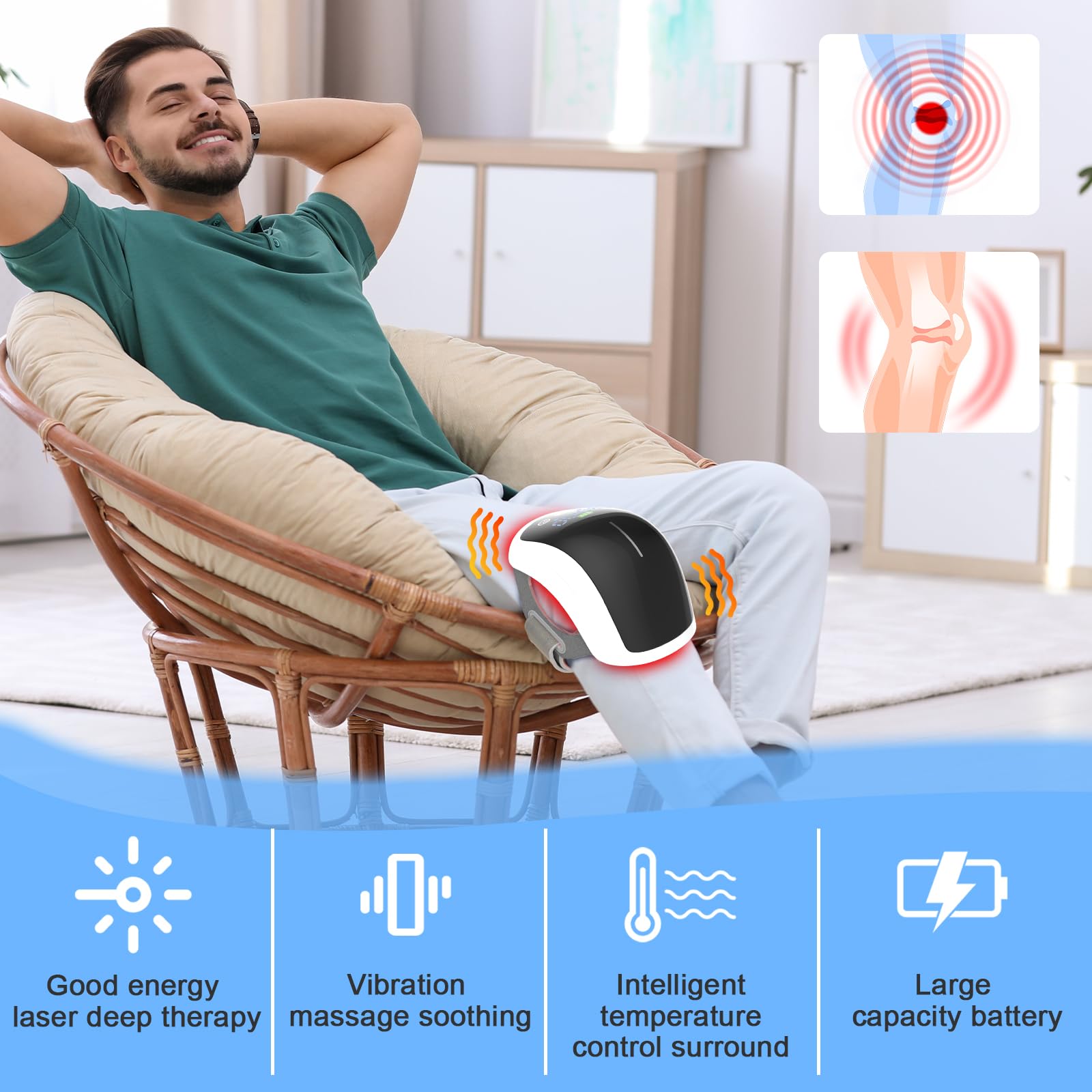 Infrared Knee Massager: Vibration & Cold Laser Therapy