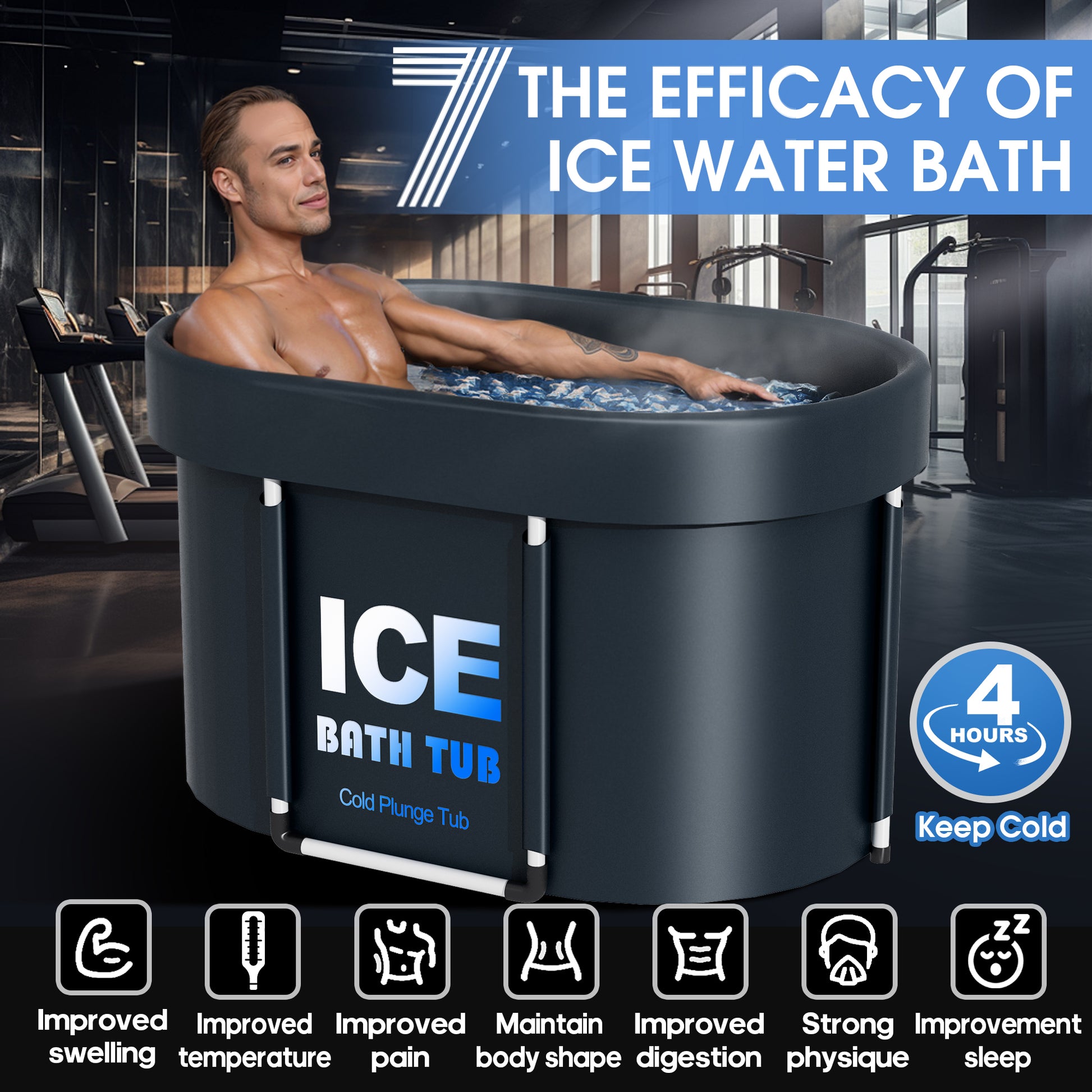 Portable Oval Ice Bath Tub - 450L Cold Plunge for Recovery