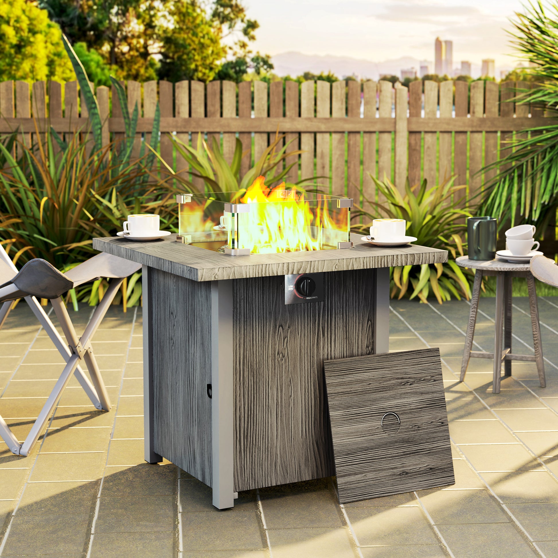Outsunny 40,000 BTU Gas Fire Pit Table - Elegant Outdoor Heating