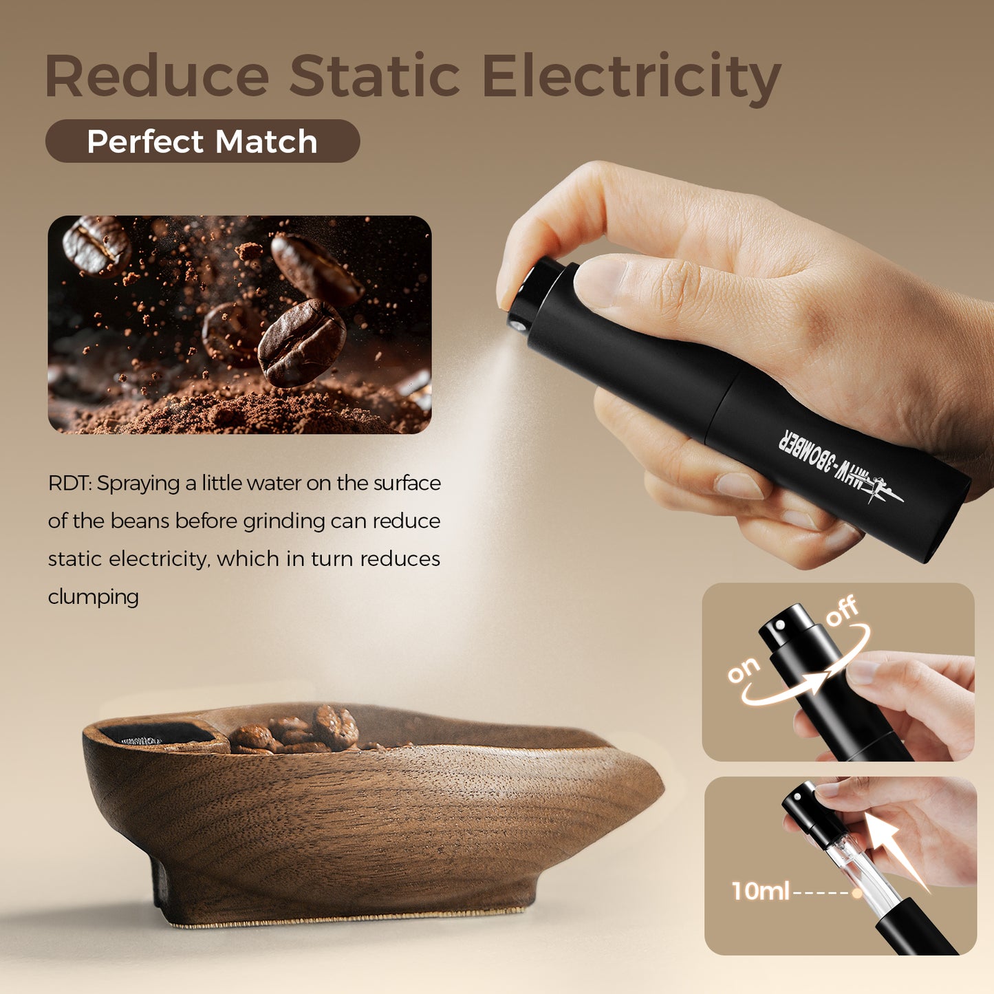 MHW-3BOMBER OVO Coffee Scale Digital Food Kitchen Scale Precise Wooden Bean Scale with Spray Bottle Barista Professional Tool