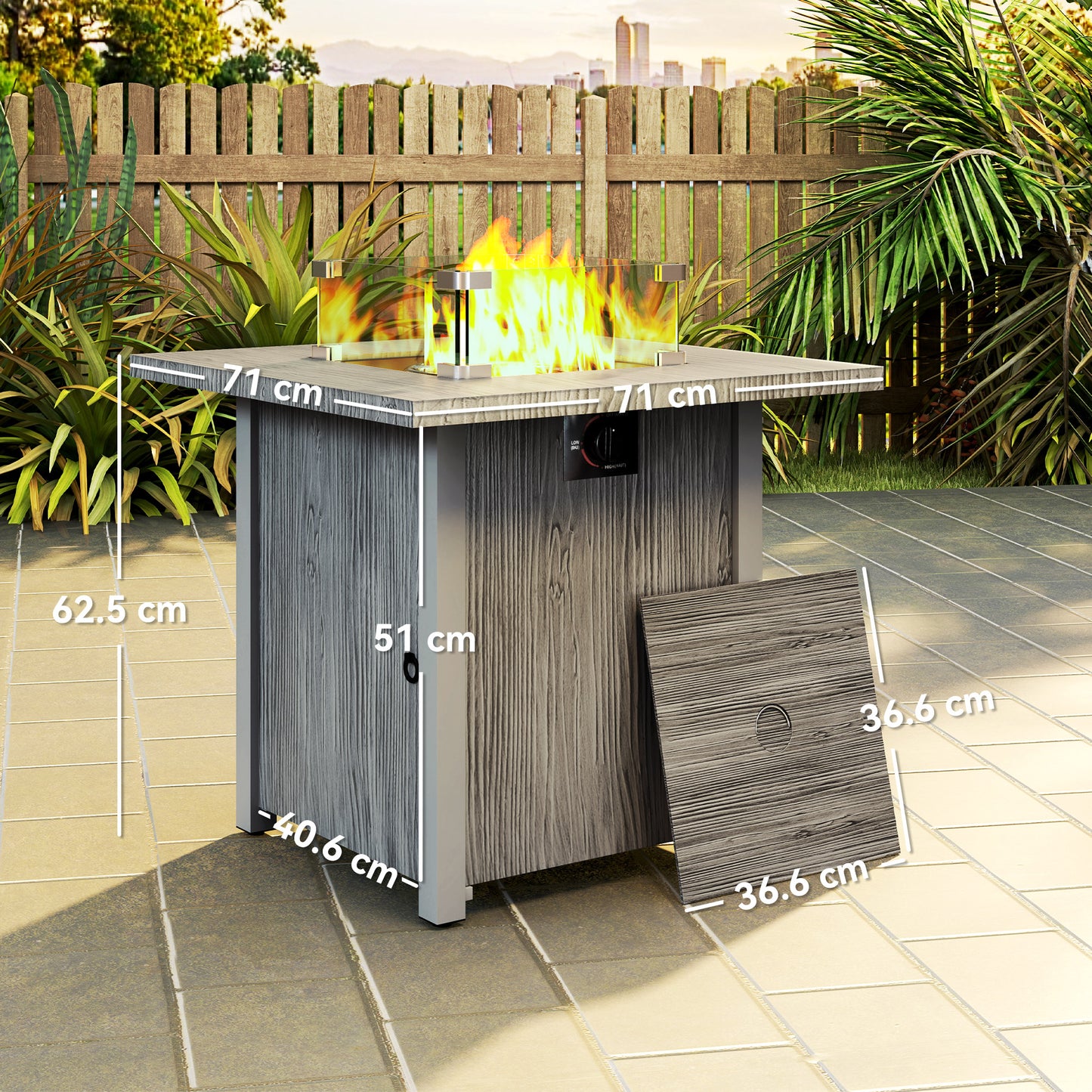Outsunny 40,000 BTU Gas Fire Pit Table - Elegant Outdoor Heating