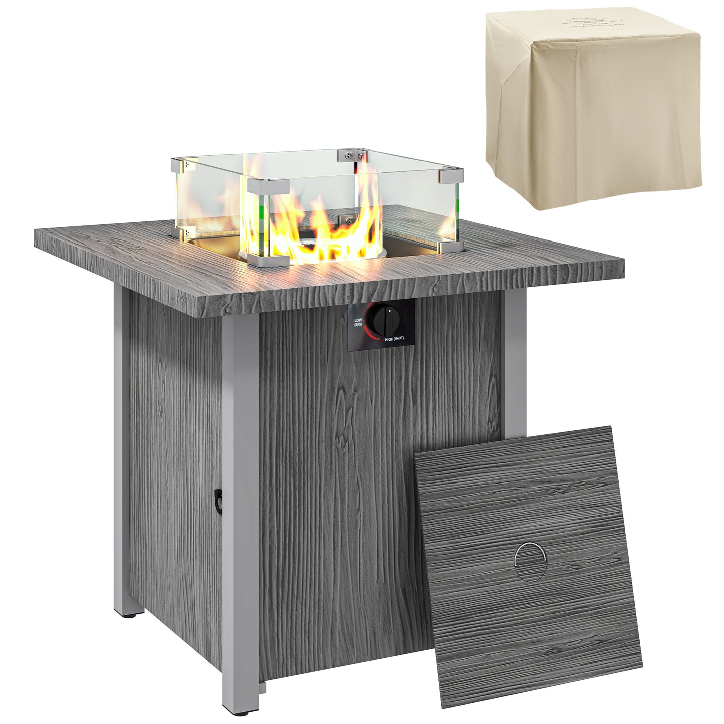 Outsunny 40,000 BTU Gas Fire Pit Table - Elegant Outdoor Heating