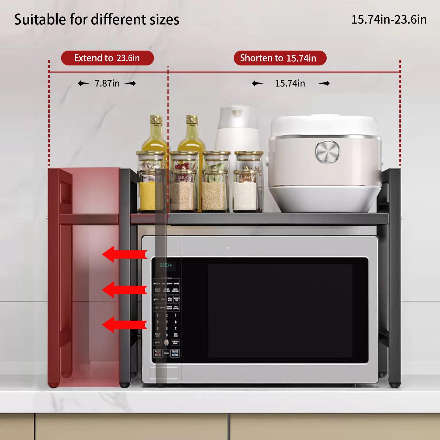 Adjustable Microwave Shelf Organizer - Space-Saving Design