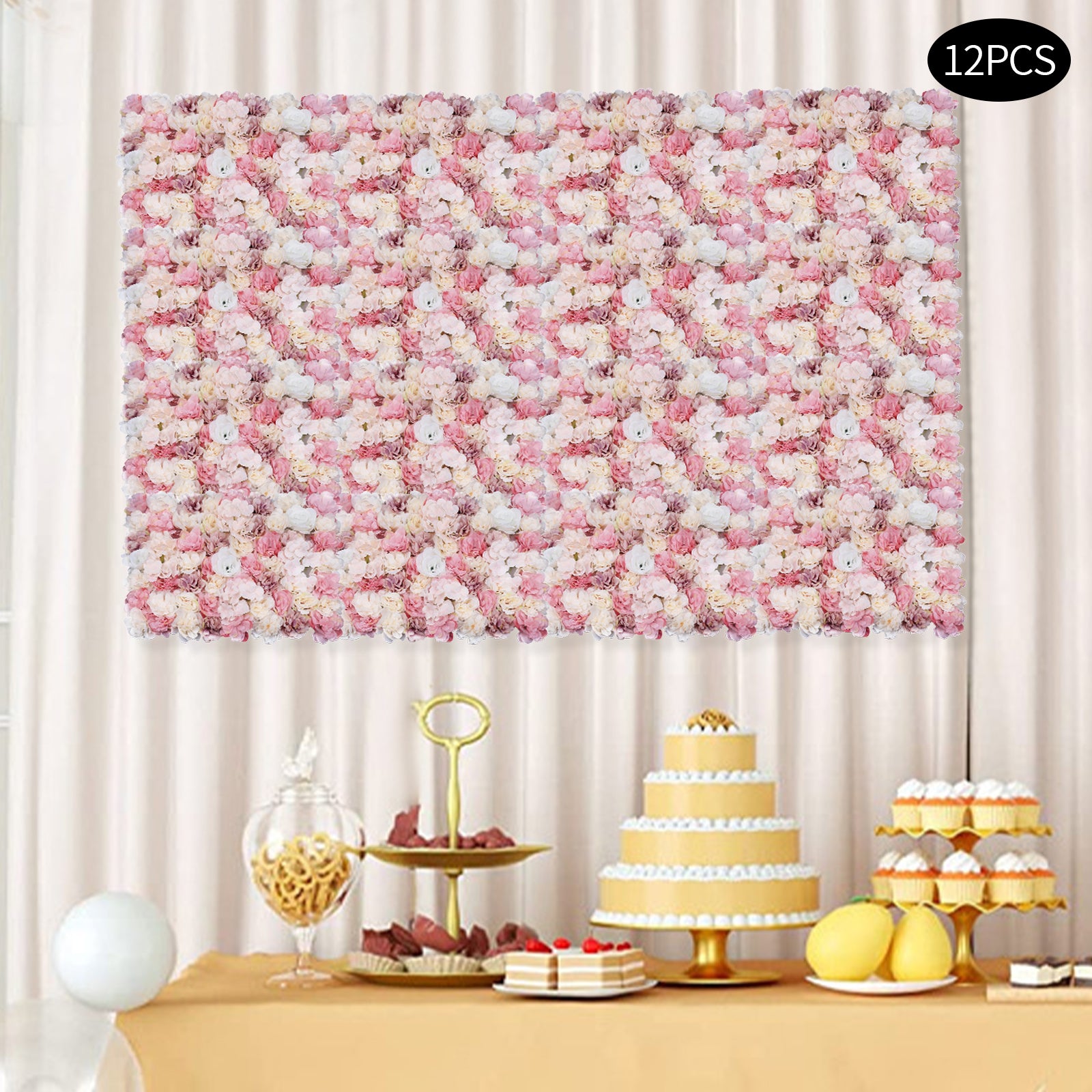 Simulated Pink Flower Wall - Perfect for Weddings & Parties