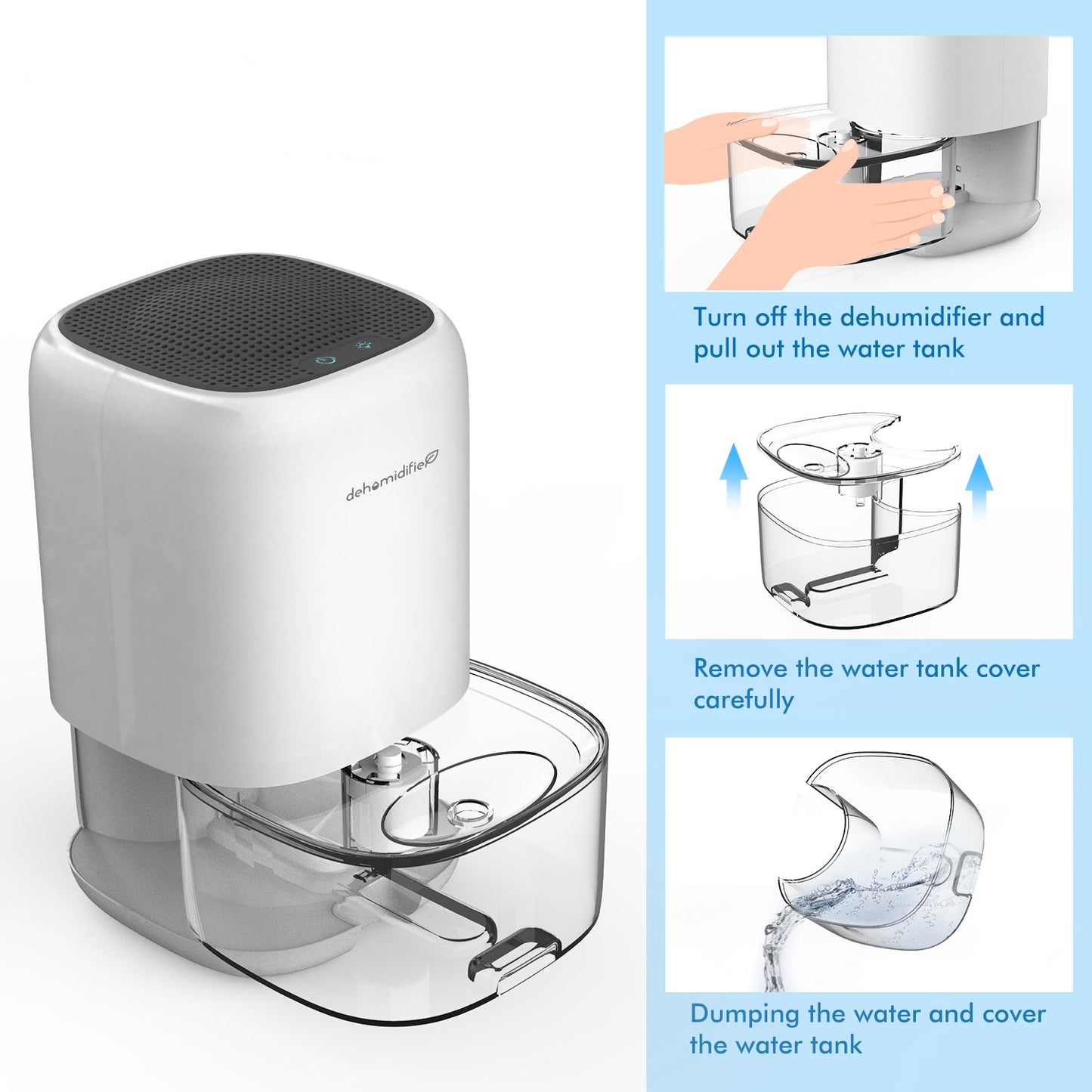 Portable 1000ML Dehumidifier with 7-Color Light, Auto Shut Off