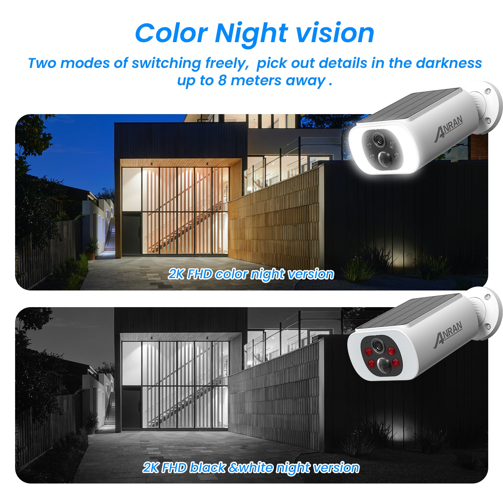 Wireless Solar Security Camera 2K HD with Floodlight & Alarm