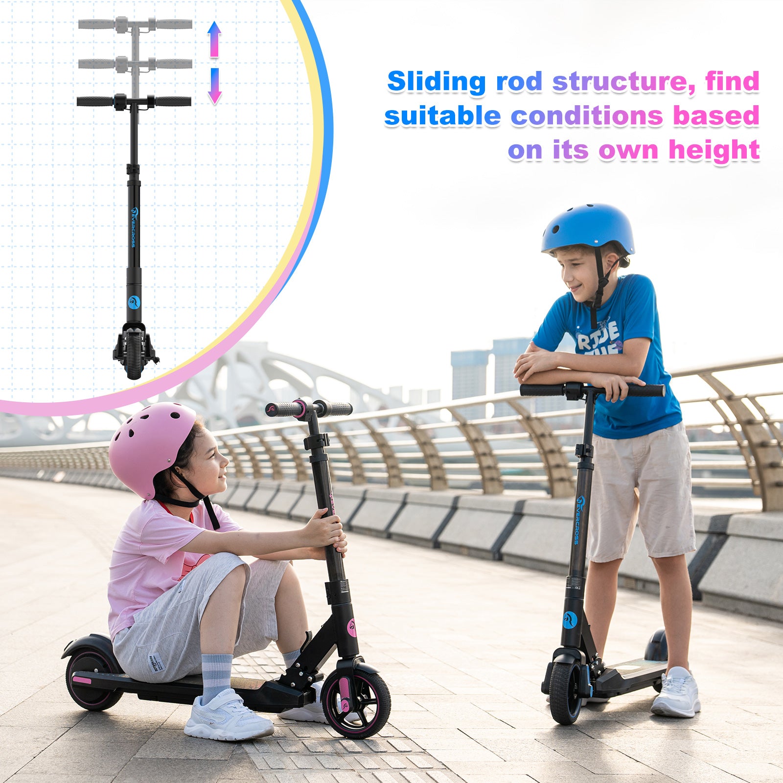 Foldable Kids Electric Scooter - EVERCROSS EV06C, Safe & Fun
