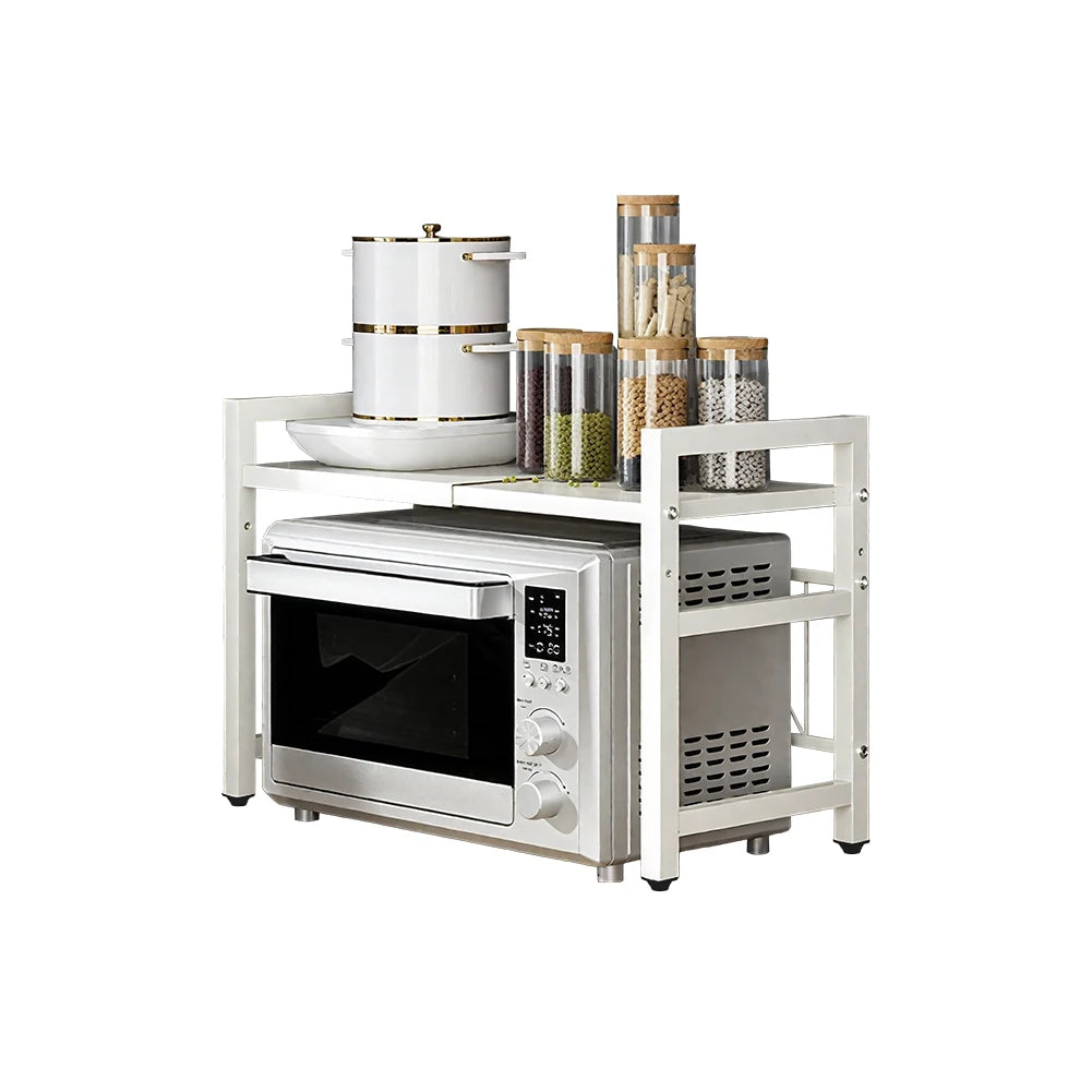 Adjustable Microwave Shelf Organizer - Space-Saving Design
