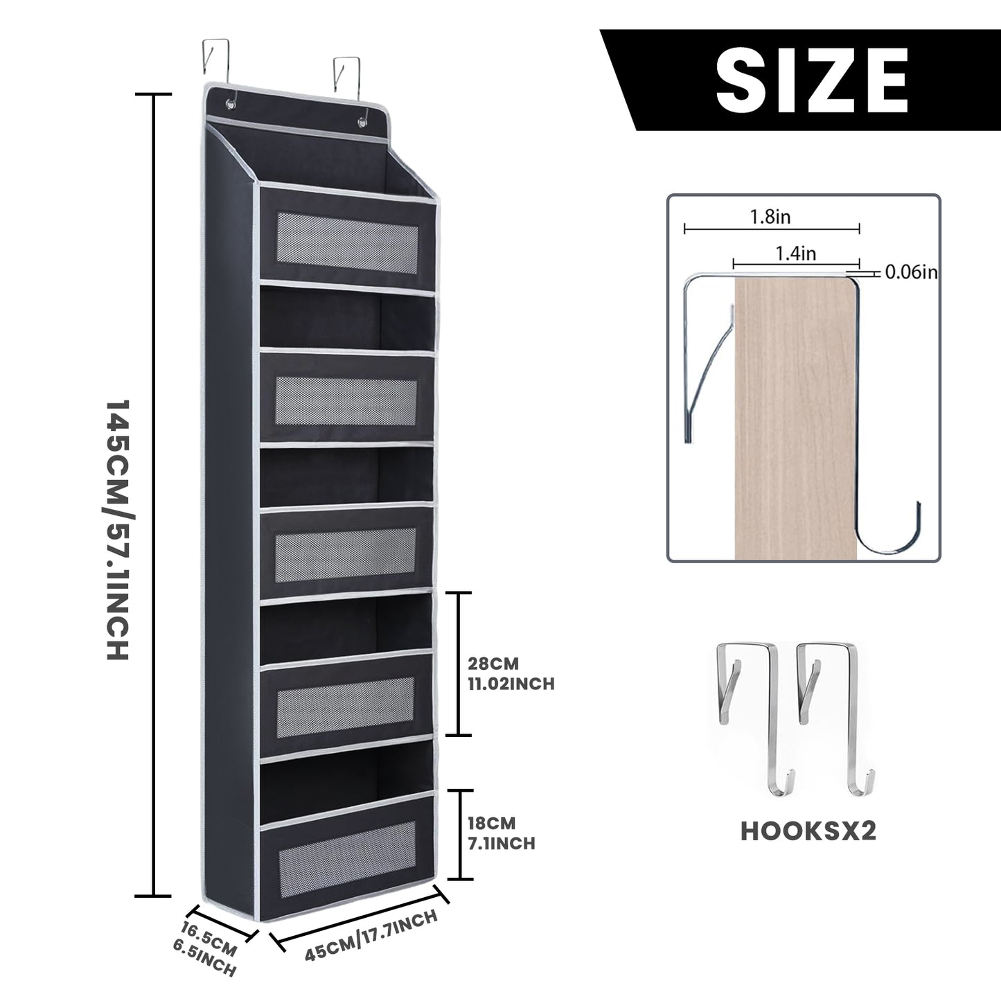 Hanging Door Organizer - 5 Pockets for Nursery & Dorm Storage