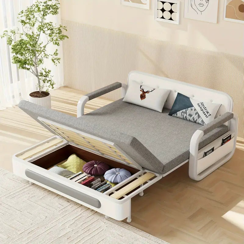 Folding Sofa Bed with Storage Box & Latex Support