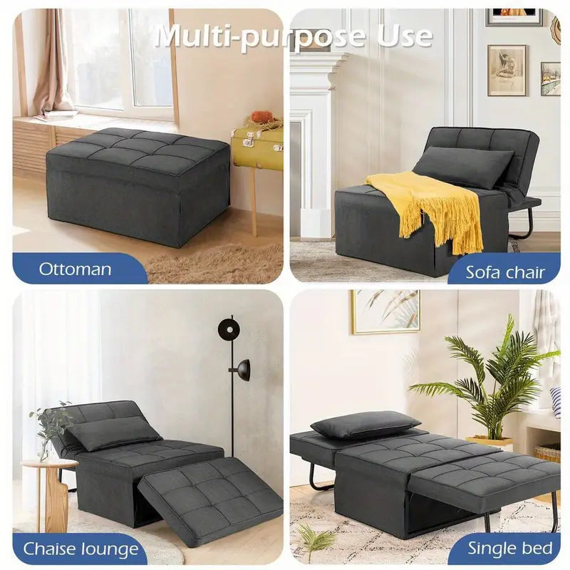 4-in-1 Convertible Sofa Bed &amp; Folding Ottoman Sleeper