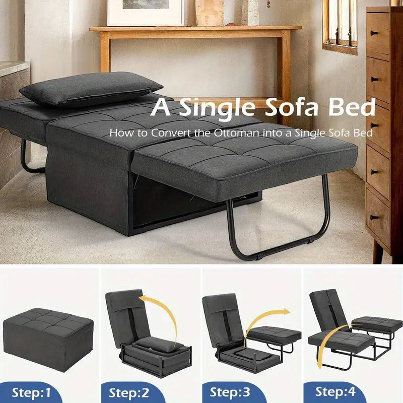 4-in-1 Convertible Sofa Bed &amp; Folding Ottoman Sleeper