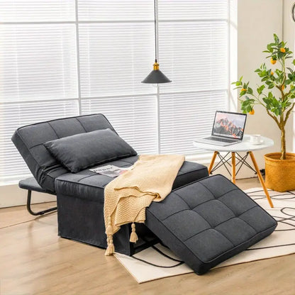 4-in-1 Convertible Sofa Bed &amp; Folding Ottoman Sleeper