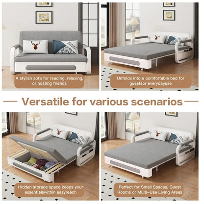 Folding Sofa Bed with Storage Box & Latex Support
