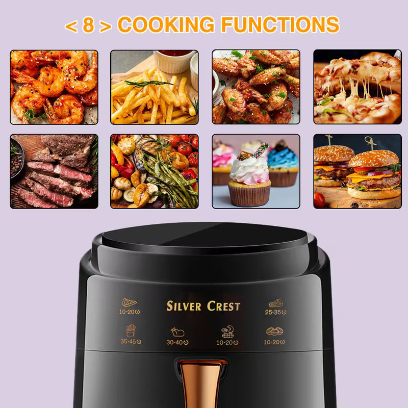 8L Black Portable Air Fryer Oven