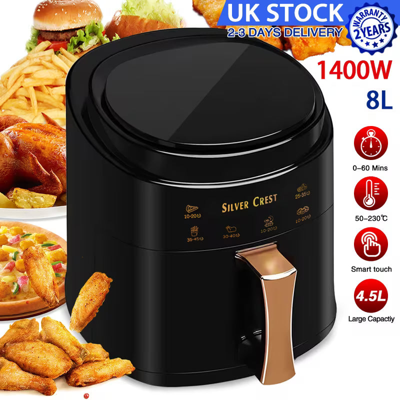 8L Black Portable Air Fryer Oven