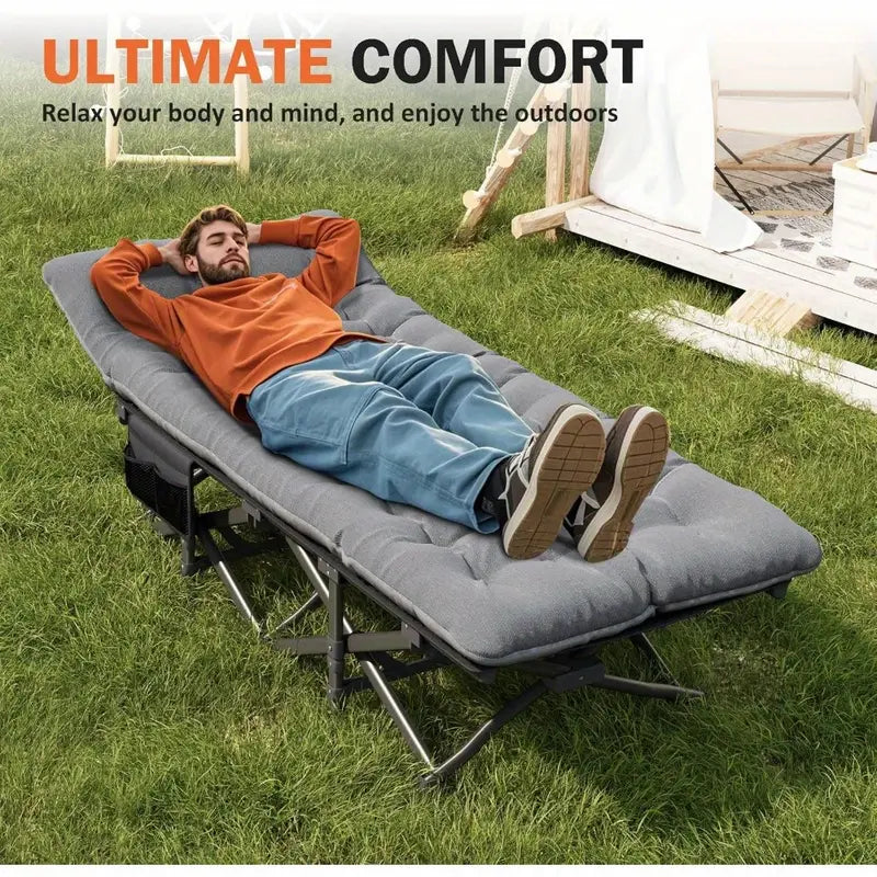 Heavy-Duty Portable Camping Folding Sleeping Bed With Mattress