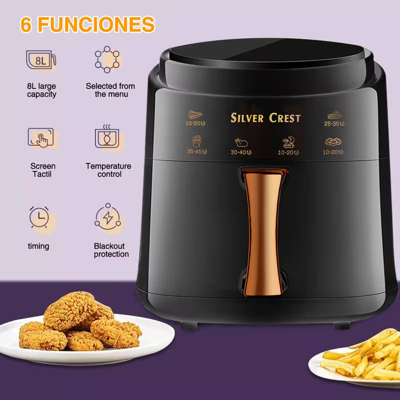 8L Black Portable Air Fryer Oven