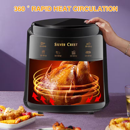 8L Black Portable Air Fryer Oven