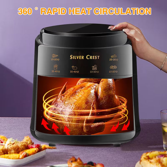 8L Black Portable Air Fryer Oven