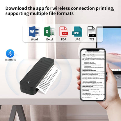 Portable Inkless A4 Printer: Bluetooth & App for Easy Printing