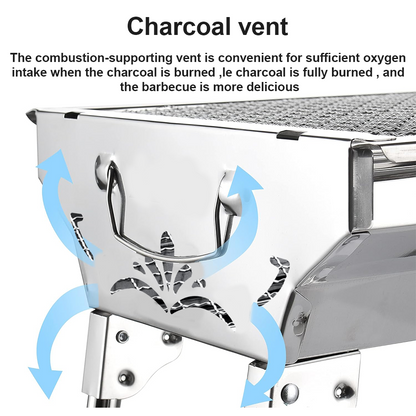 Portable Charcoal Grill Stainless Steel BBQ for Camping