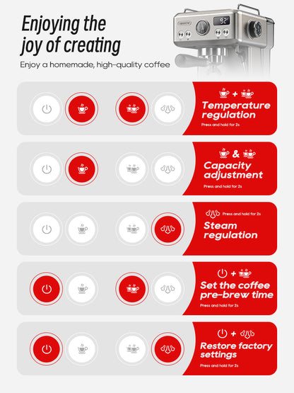 HiBREW 20Bar Espresso Machine: Adjustable Temp, 58mm Portafilter
