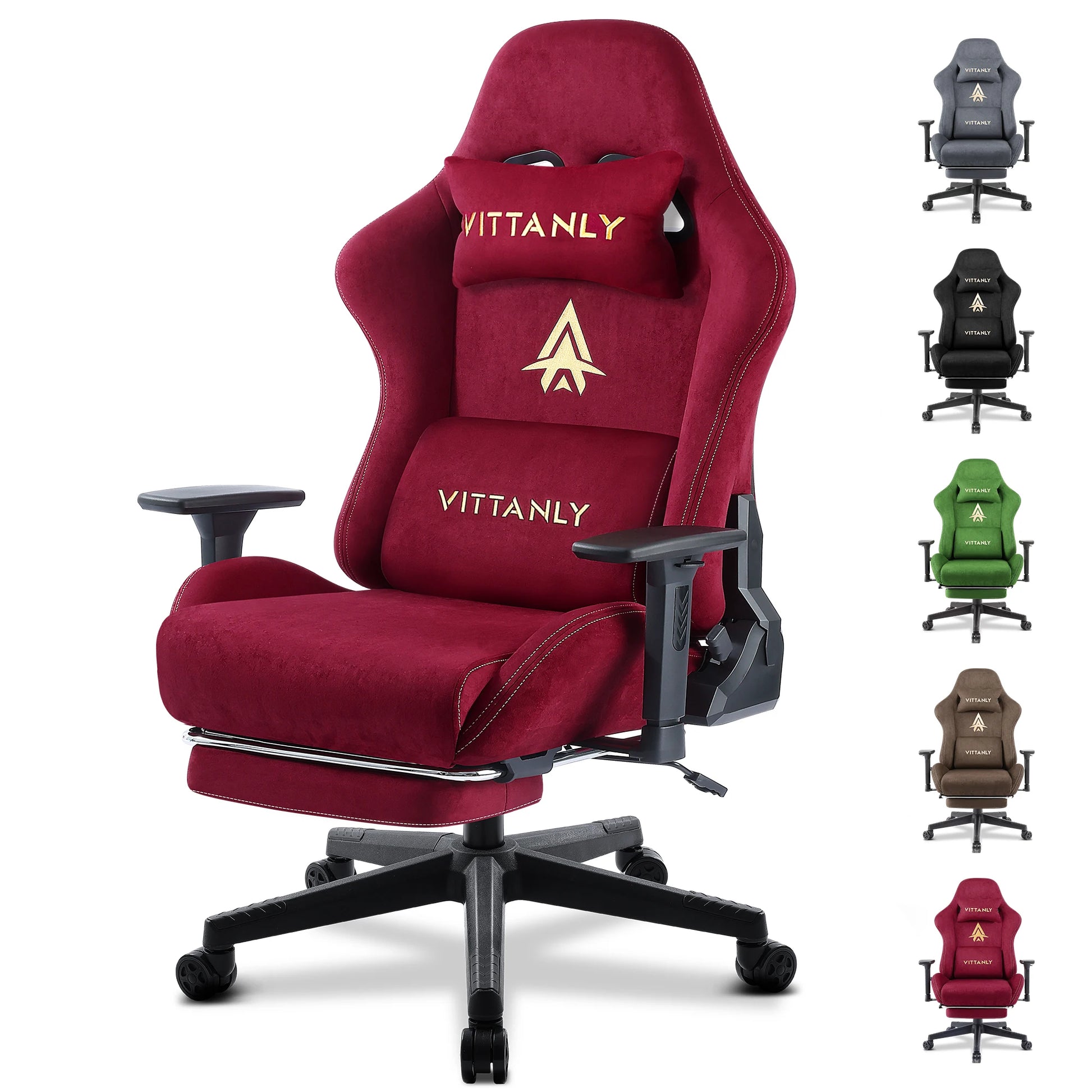 Gaming Chair Ergonomic Suede with Footrest & Lumbar Support