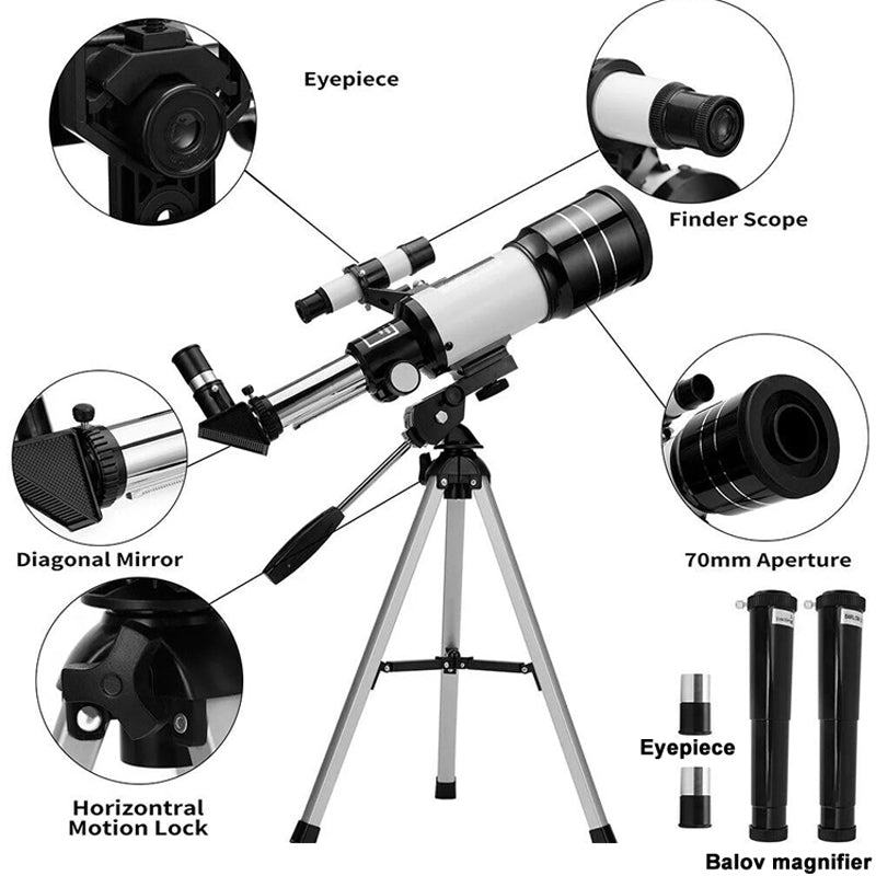 Professional Stargazing Telescope F30070 150x Zoom HD