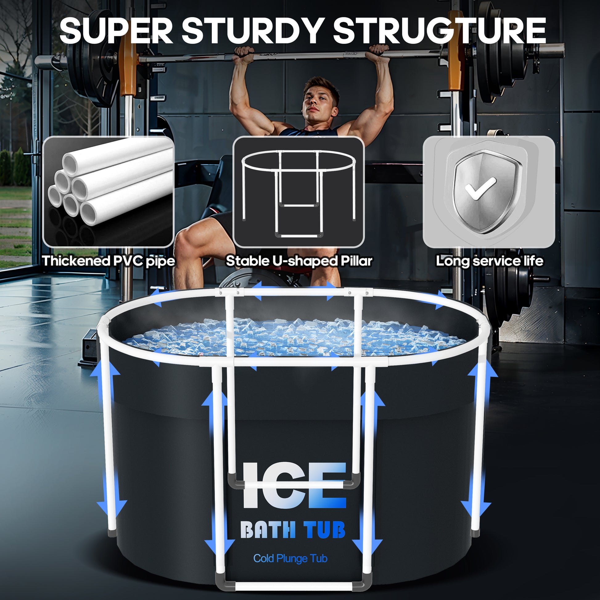 Portable Oval Ice Bath Tub - 450L Cold Plunge for Recovery