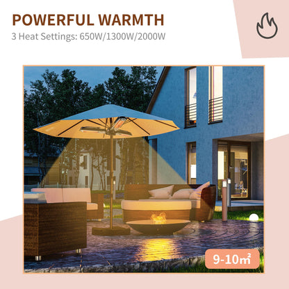 2000W Electric Parasol Heater - Infrared Warmth for Patios