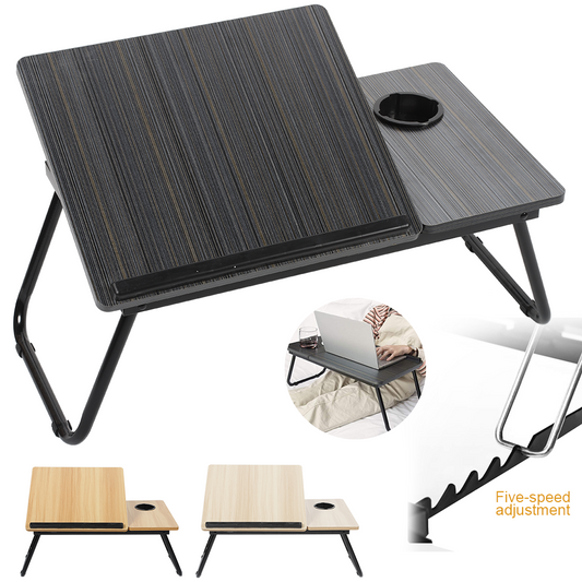 Portable Adjustable Bed Table - Foldable Desk with Cup Holder