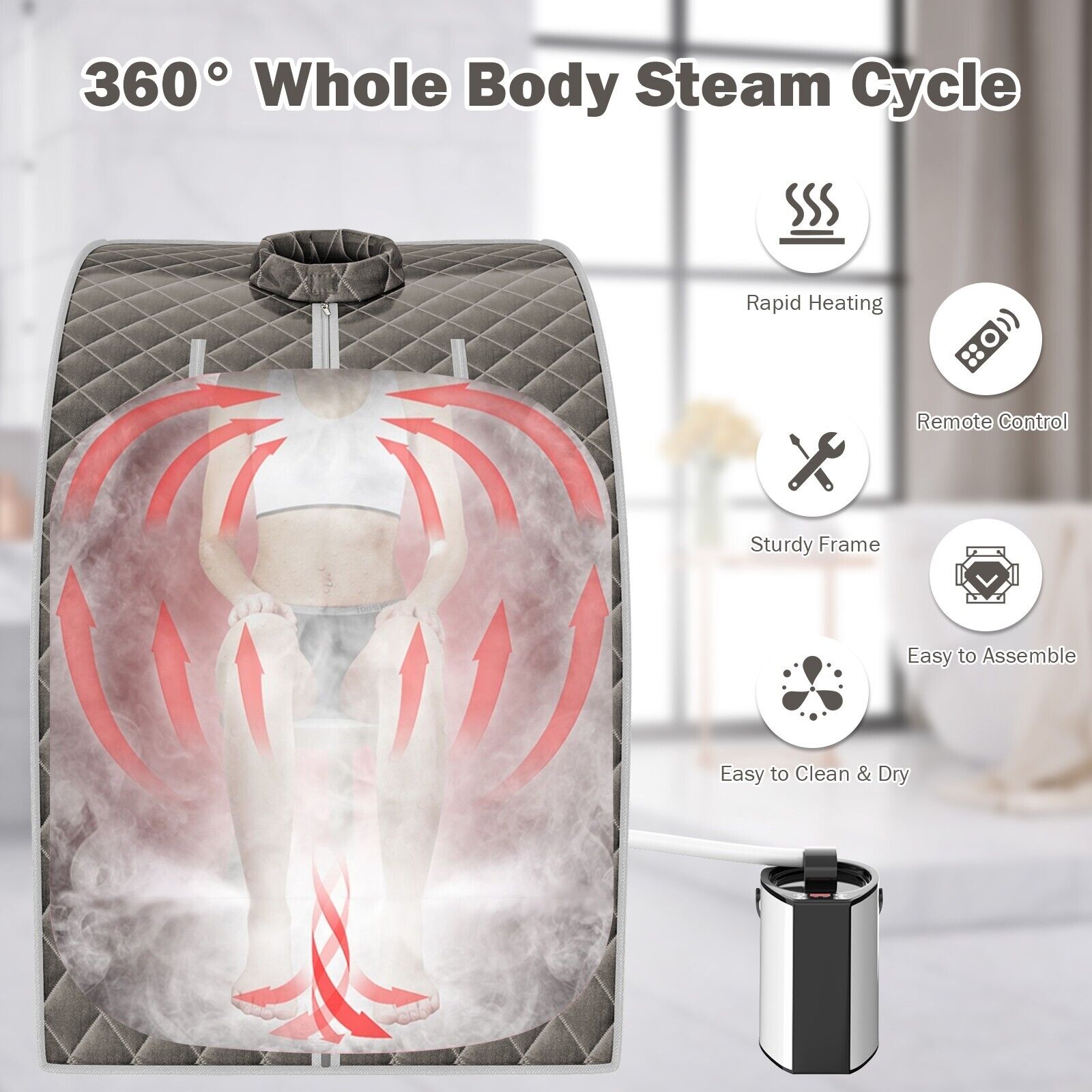 3L Indoor Steam Sauna - Slimming Detox Spa with Remote Control