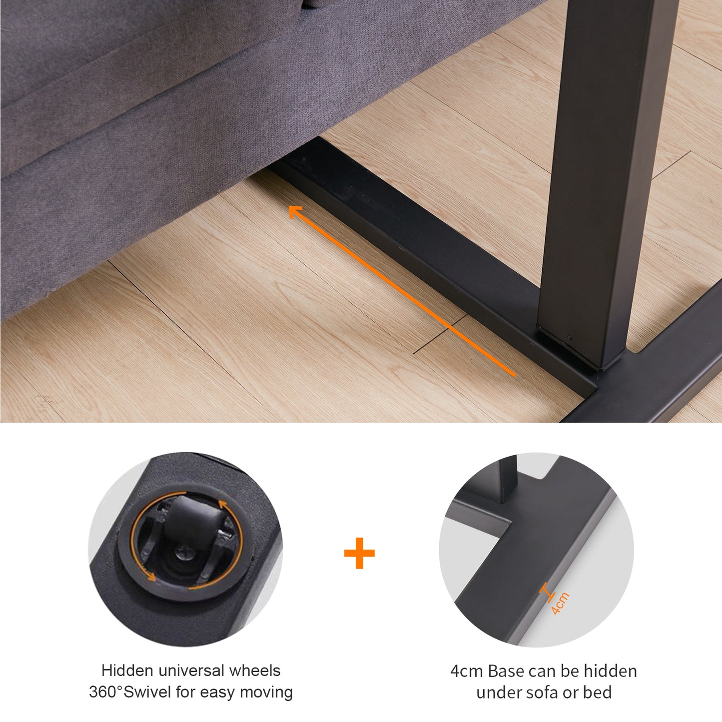 Adjustable Laptop Desk - Rolling Overbed Table with Wheels