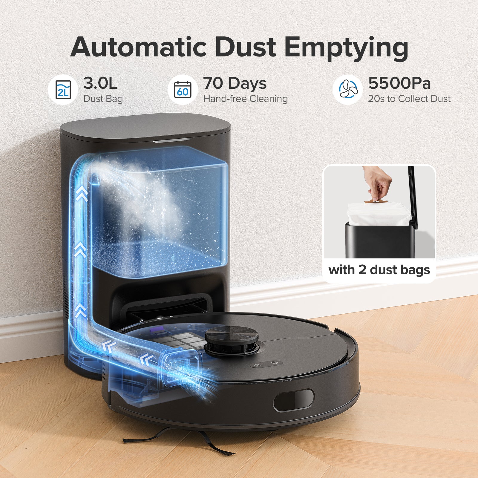 Lubluelu L15 Max Robot Vacuum - 3-in-1, 5500Pa, Auto-Charge