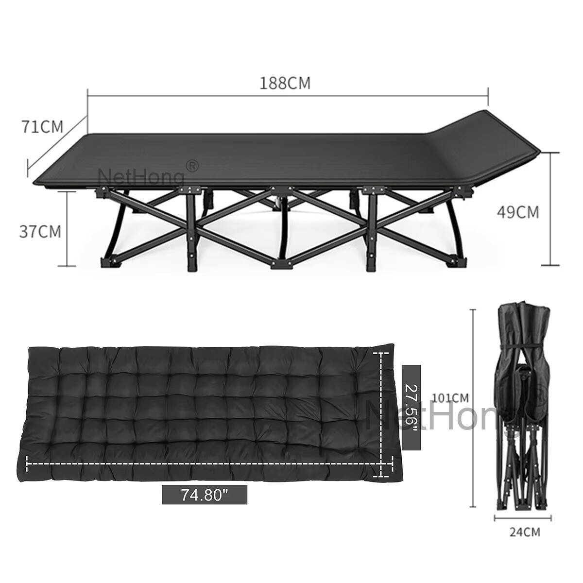 Heavy-Duty Portable Camping Folding Sleeping Bed With Mattress